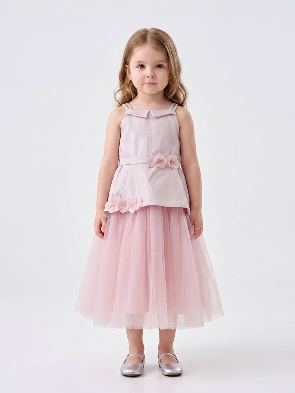 Girls Textured Skirt with Top & Belt 19185