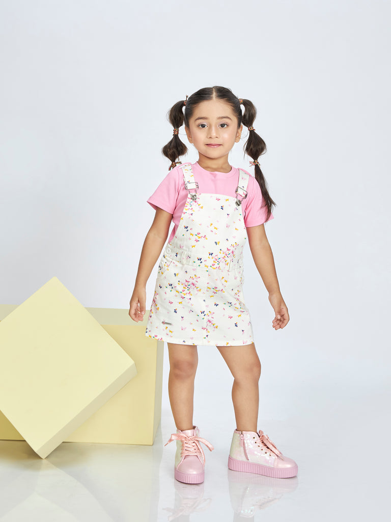 Girls Printed Dungaree & Top 19282