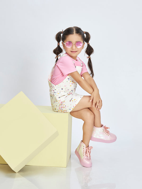 Girls Printed Dungaree & Top 19282