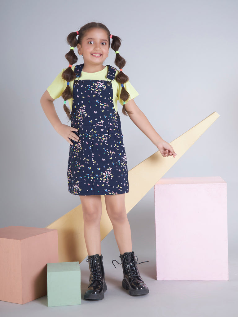 Girls Printed Dungaree & Top 19295