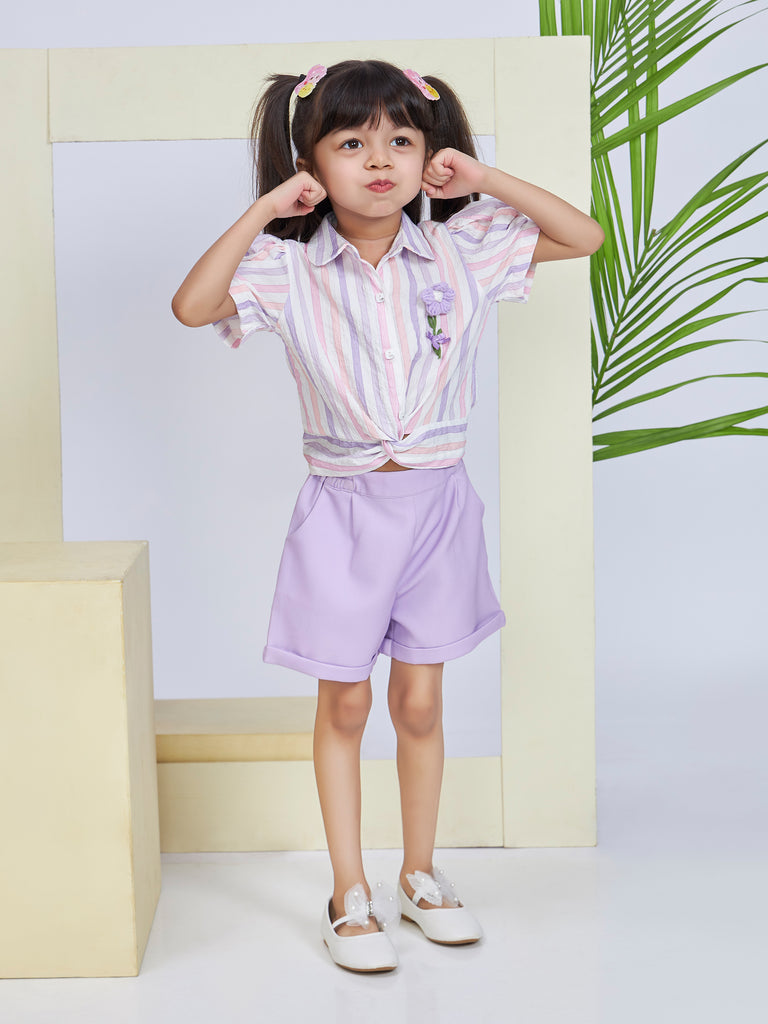 Girls Striped Shorts with Top 19324