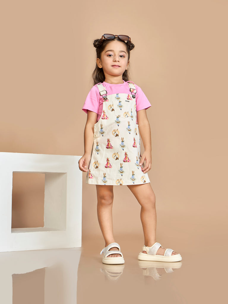 Girls Printed Dungaree & Top 19351