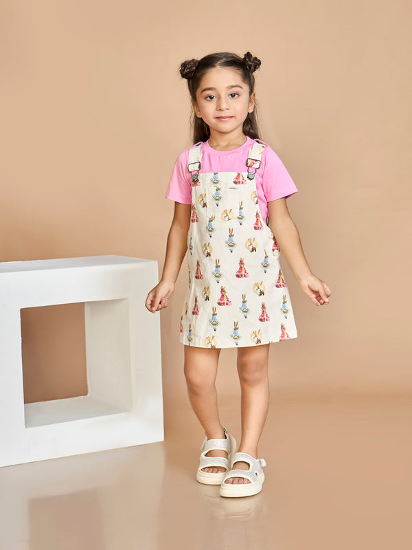 Girls Printed Dungaree & Top 19351