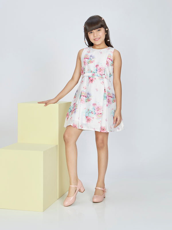 Girls Printed Dress & Top with Belt 19456