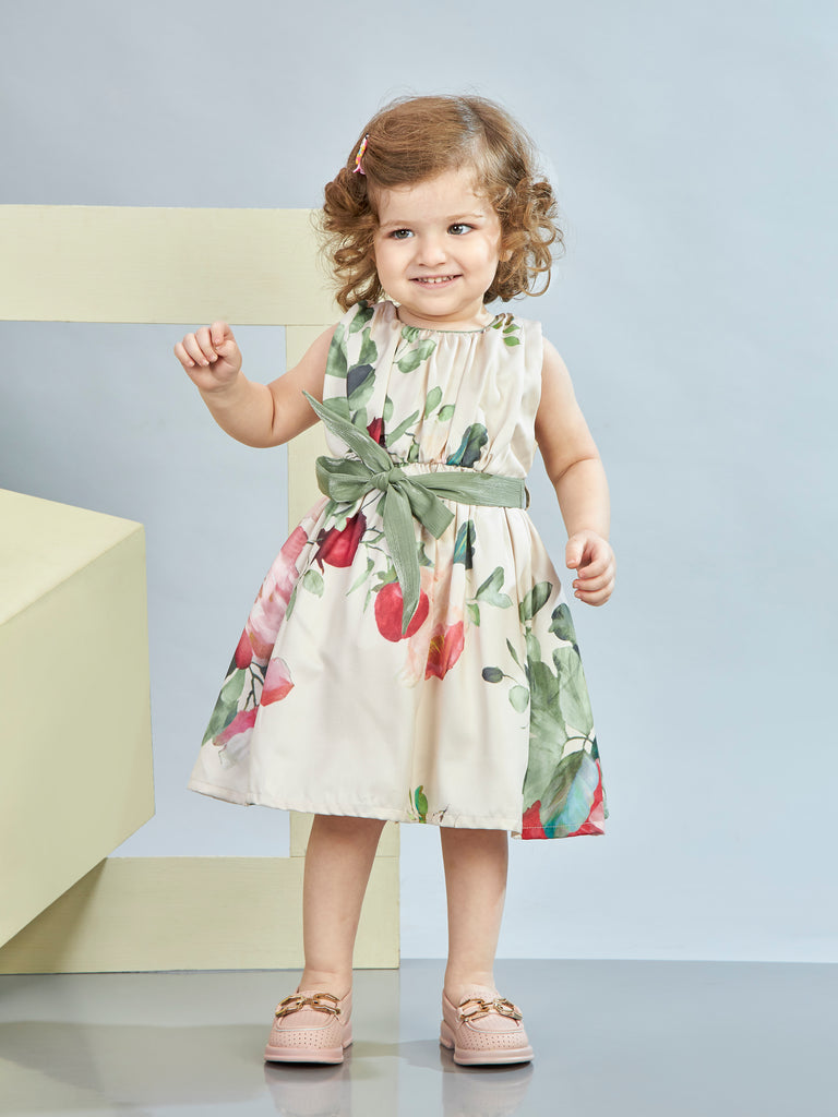 Girls Printed Dress with Belt 19464