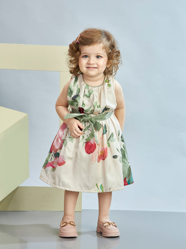 Girls Printed Dress with Belt 19464