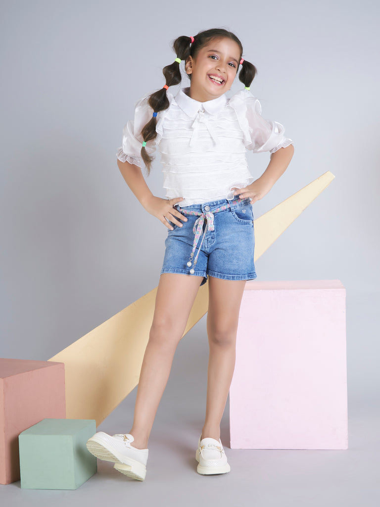 Girls Denim Shorts with Belt 19474
