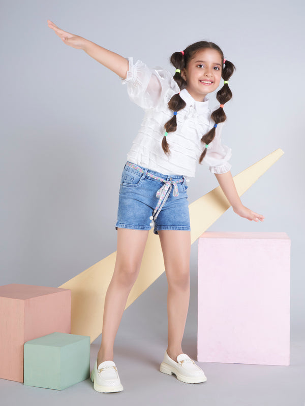 Girls Denim Shorts with Belt 19474