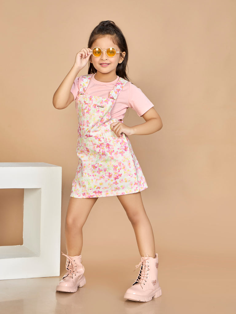 Girls Printed Dungaree & Top 19476