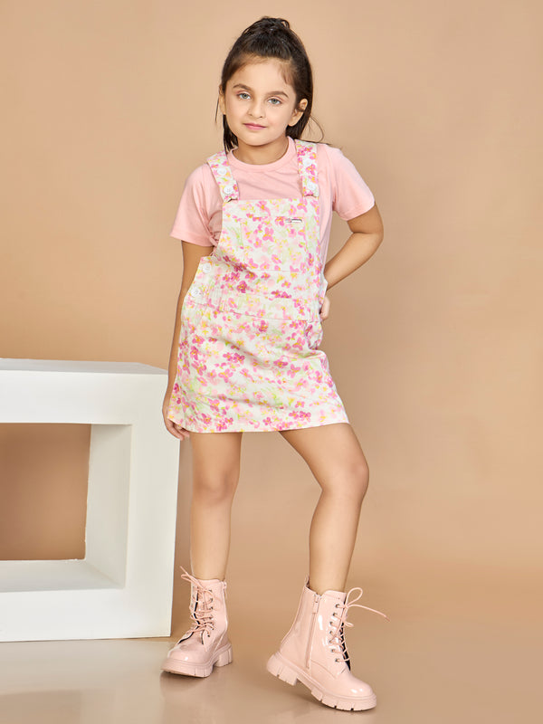Girls Printed Dungaree & Top 19476