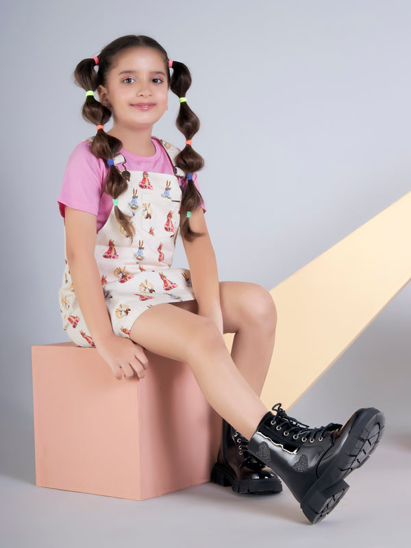 Girls Printed Dungaree & Top 19490