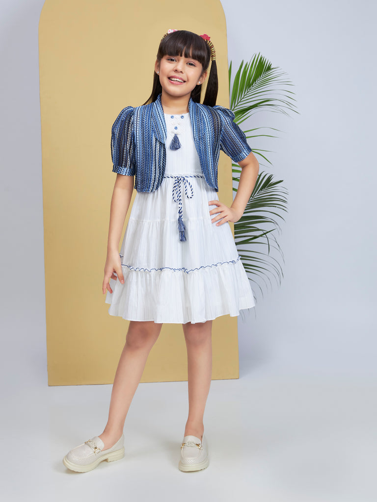 Girls Textured Dress Jacket with Belt 19503