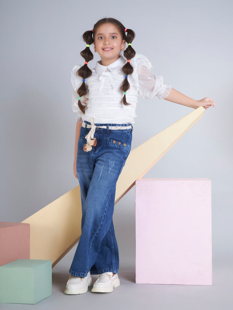 Girls Denim Pant with Belt 19511