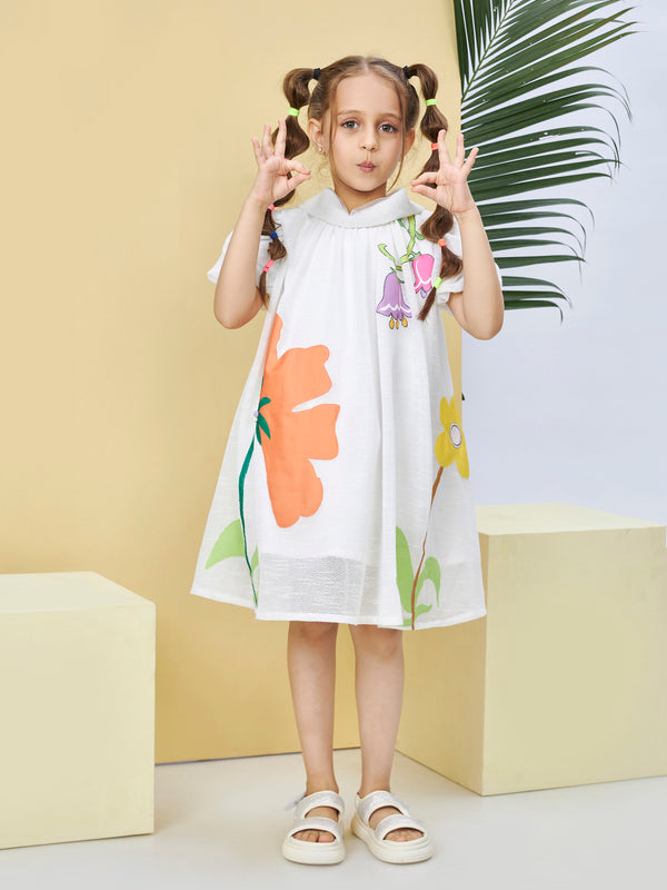 Girls Design Net Dress with Belt 19513