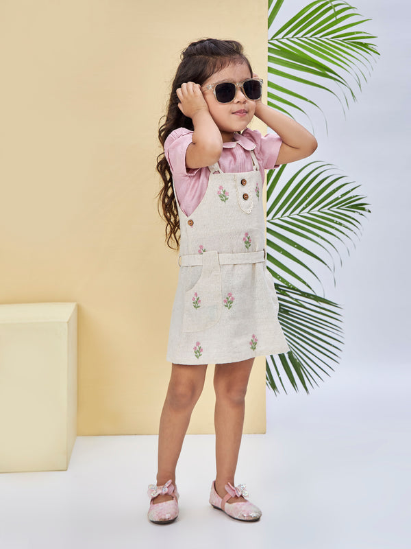 Girls Embroidered Dungaree Top & Belt 19537