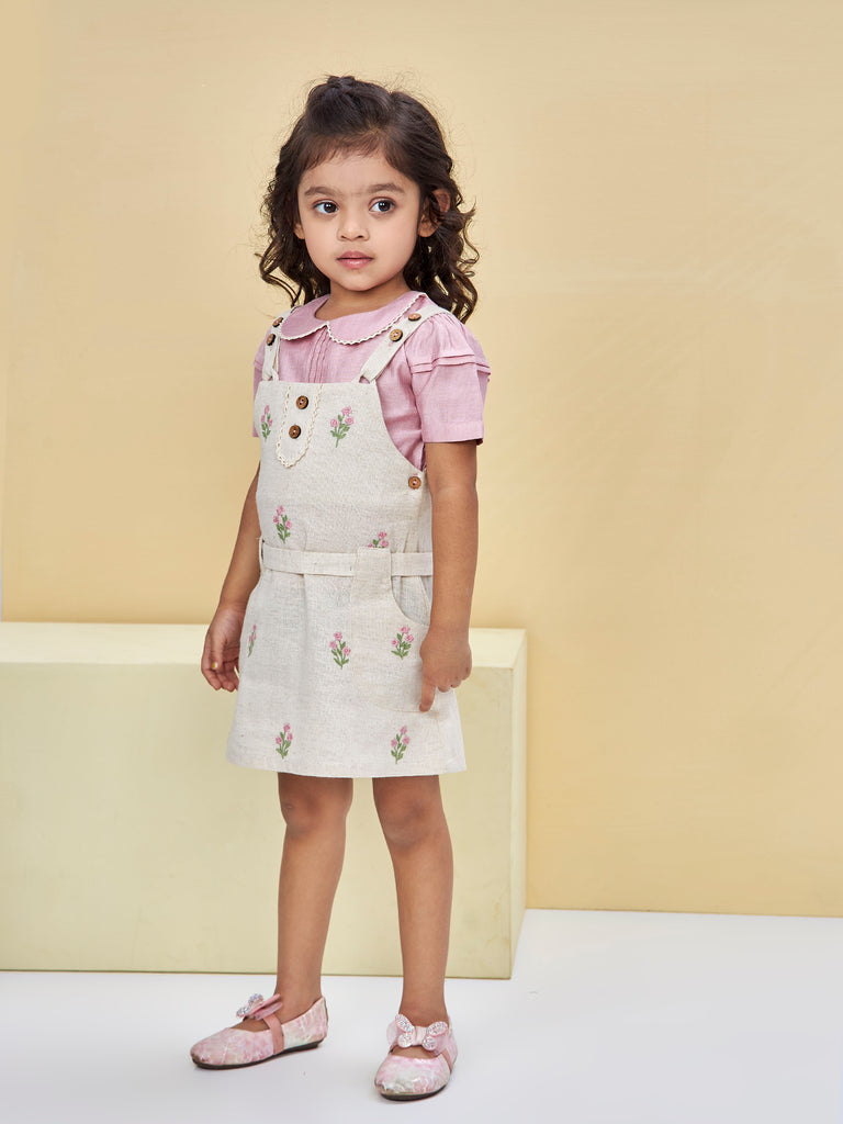 Girls Embroidered Dungaree Top & Belt 19537 | Peppermint