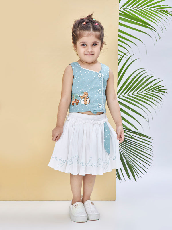 Girls Polka Dots Print Skirt with Top 19551