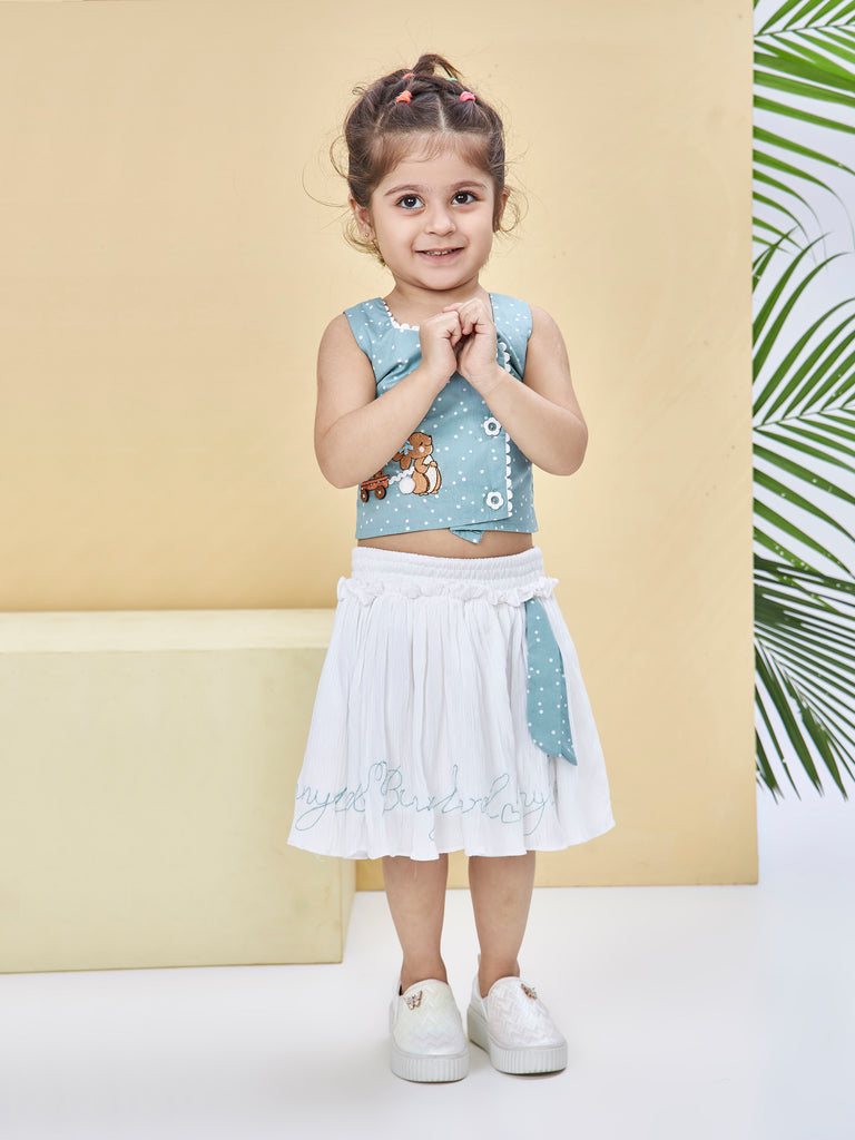 Girls Polka Dots Print Skirt with Top 19551