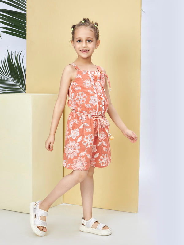 Girls Printed Jumpsuit with Belt 19553