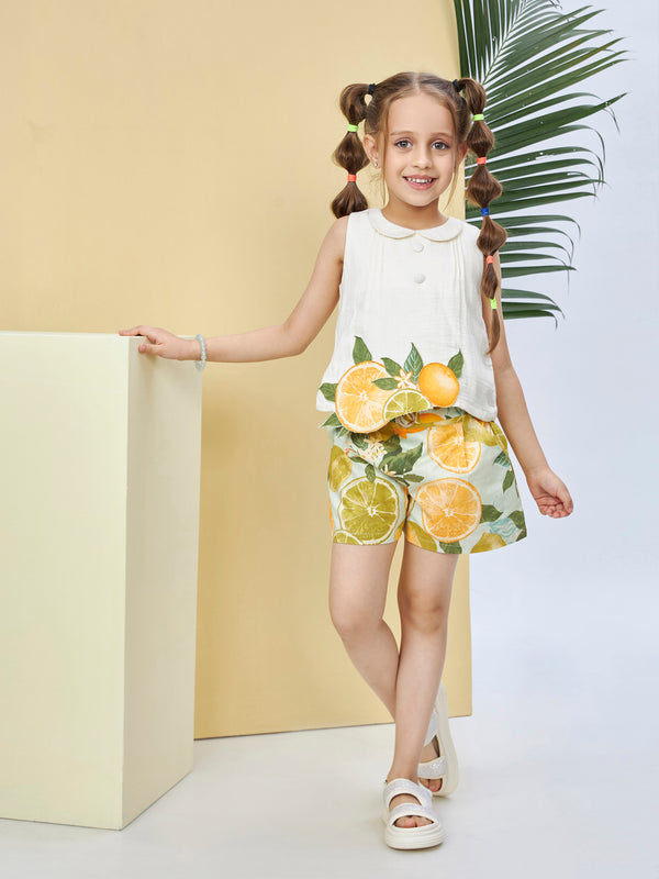 Girls Geometric Print Shorts & Top 19554