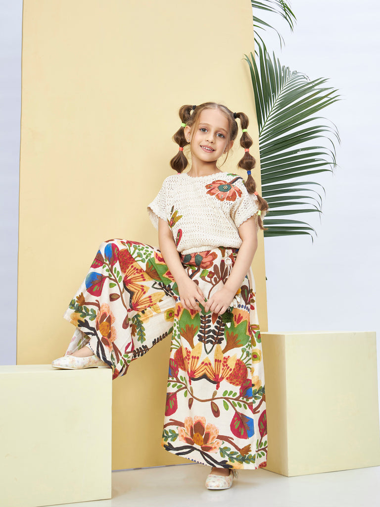 Girls Design Net Pant with Top 19557