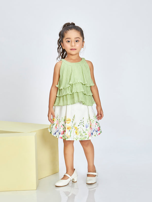 Girls Floral Skirt with Top 19573