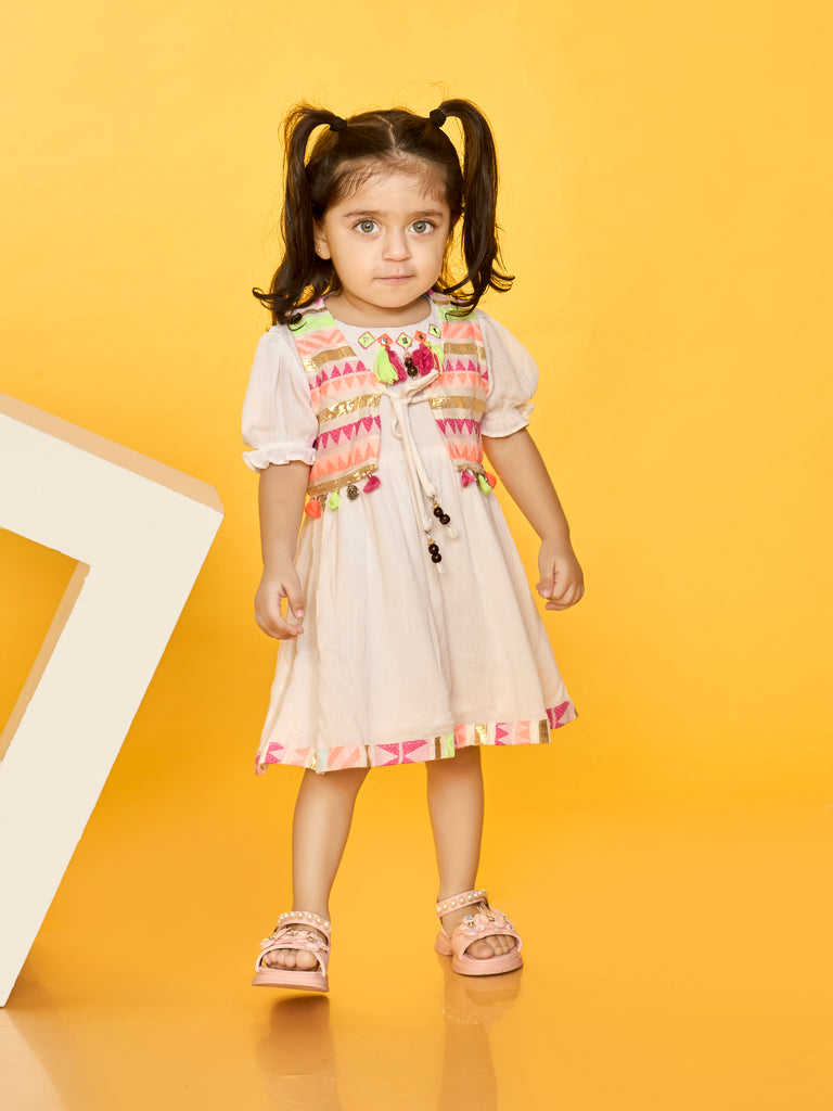 Girls Jaquard Dress & Jacket 19578