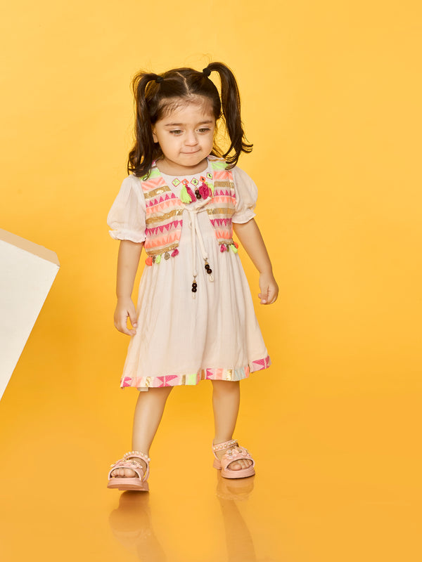 Girls Jaquard Dress & Jacket 19578