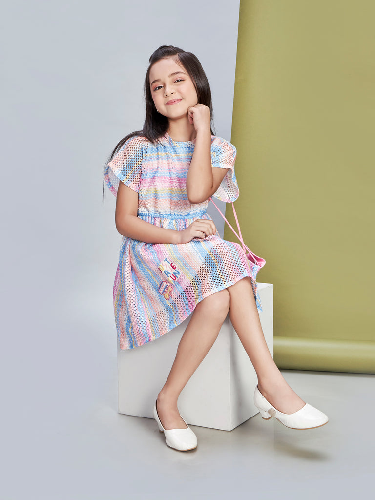 Girls Printed Dress with Purse 19588