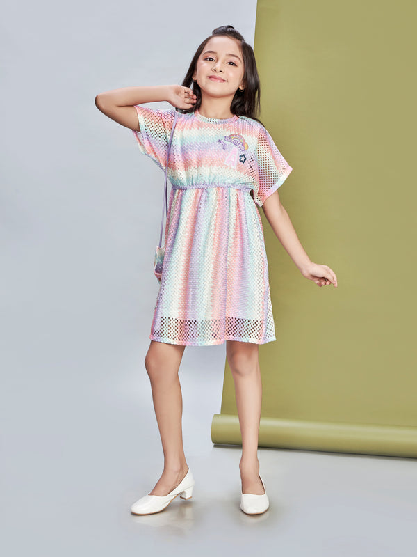 Girls Printed Dress with Purse 19588