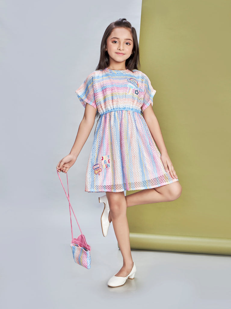 Girls Printed Dress with Purse 19589