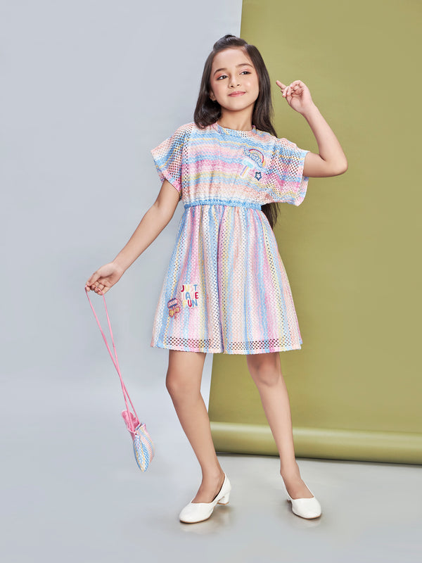 Girls Printed Dress with Purse 19589