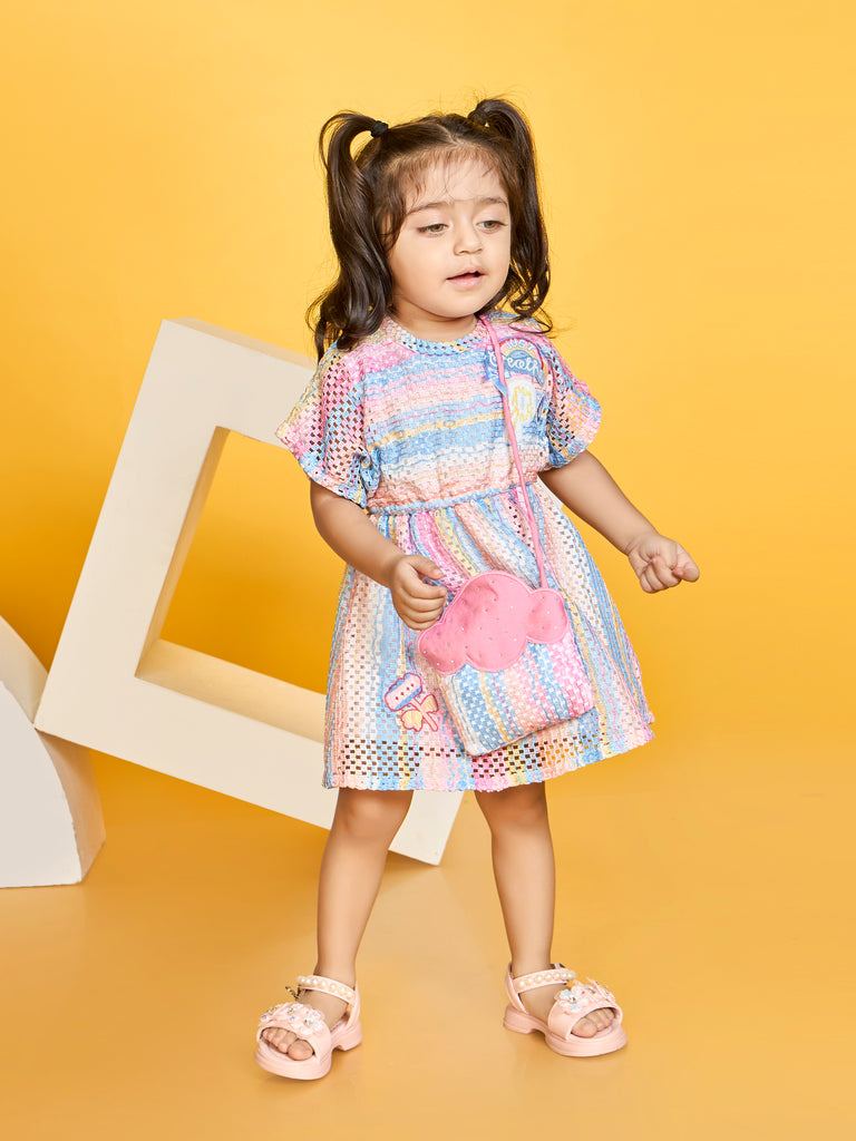 Girls Design Net Dress with Purse 19590