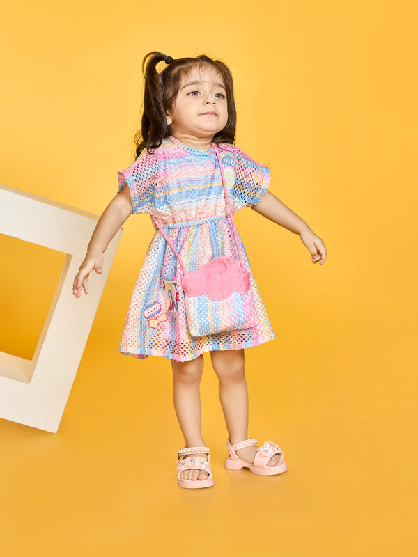 Girls Design Net Dress with Purse 19590