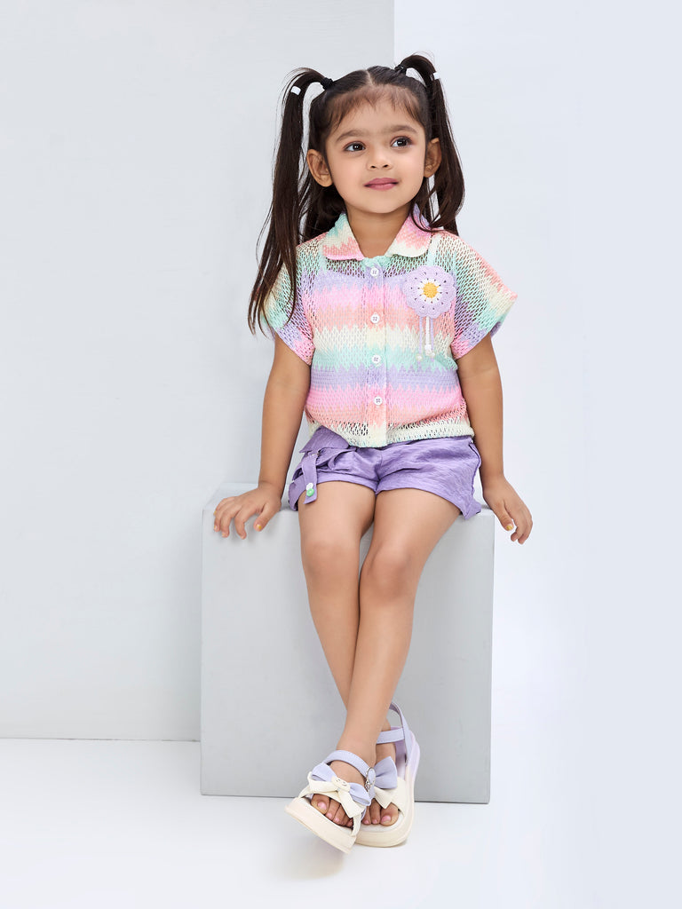 Girls Design Net Shorts, Top & Inner 19601