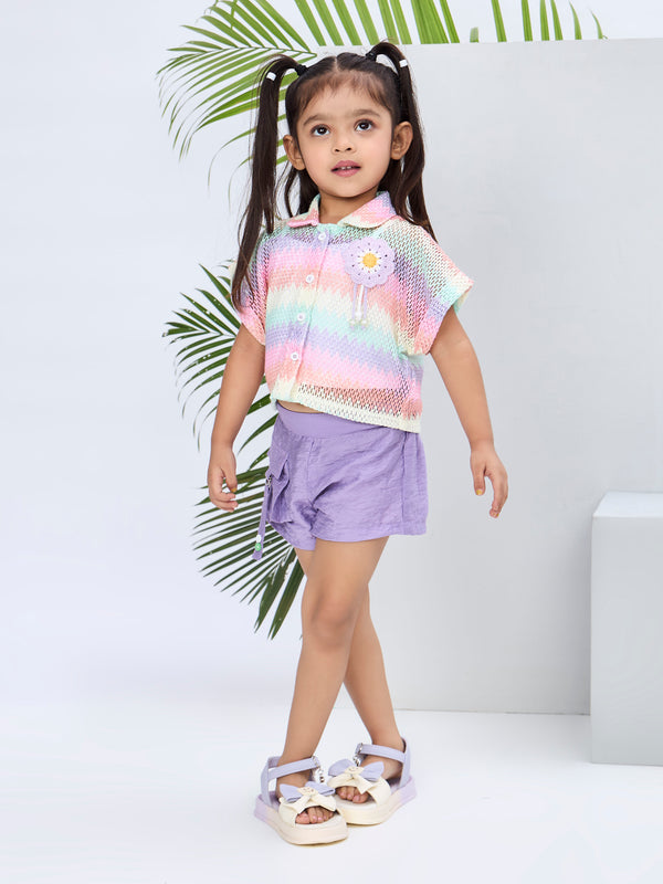 Girls Design Net Shorts, Top & Inner 19601