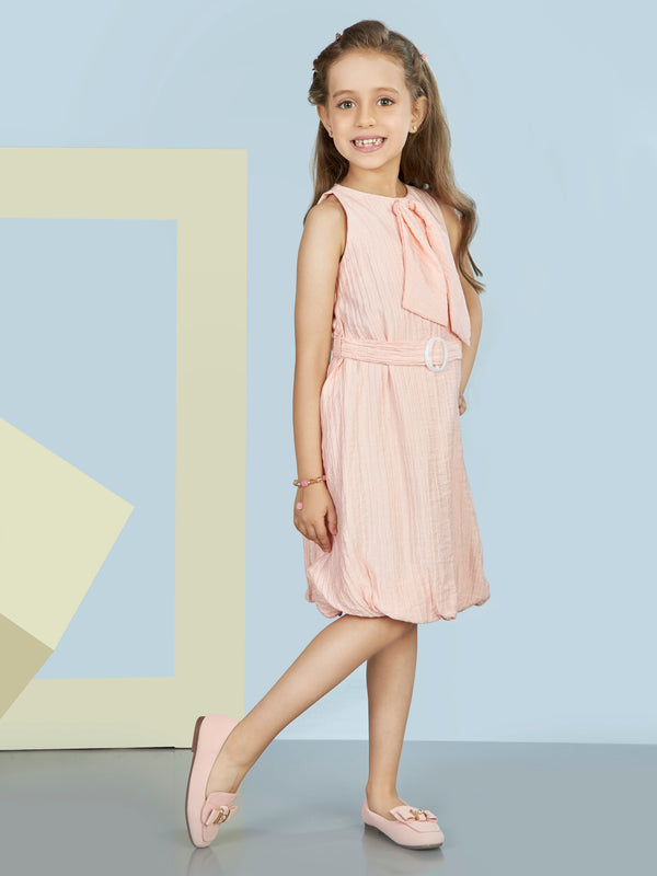 Girls Textured Dress with Belt 20333