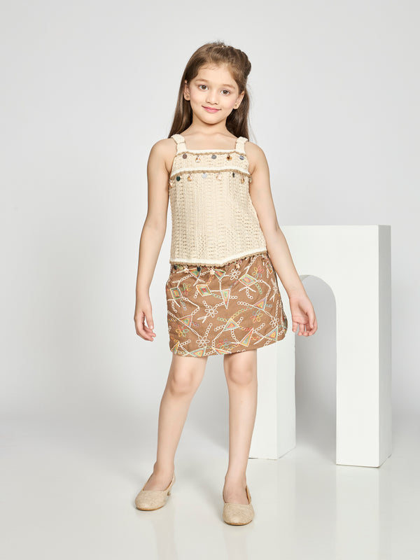 Girls Embroidered Skirt & Top 20337