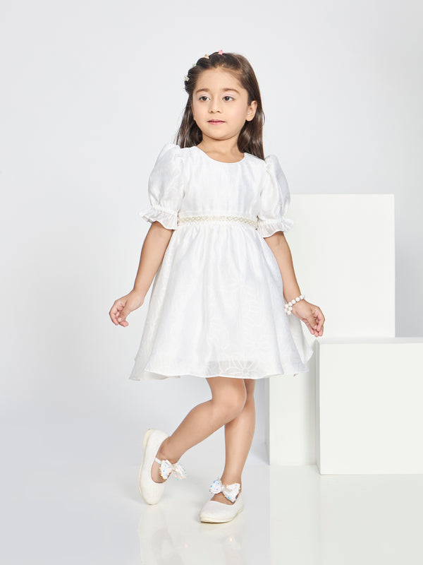 Girls Jaquard Dress with Bow 20351