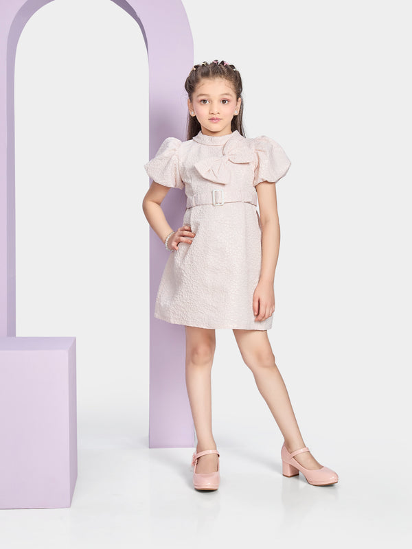 Girls Jaquard Dress with Belt 20353