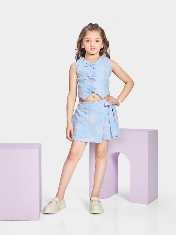 Girls Embroidered Skort & Top 20356