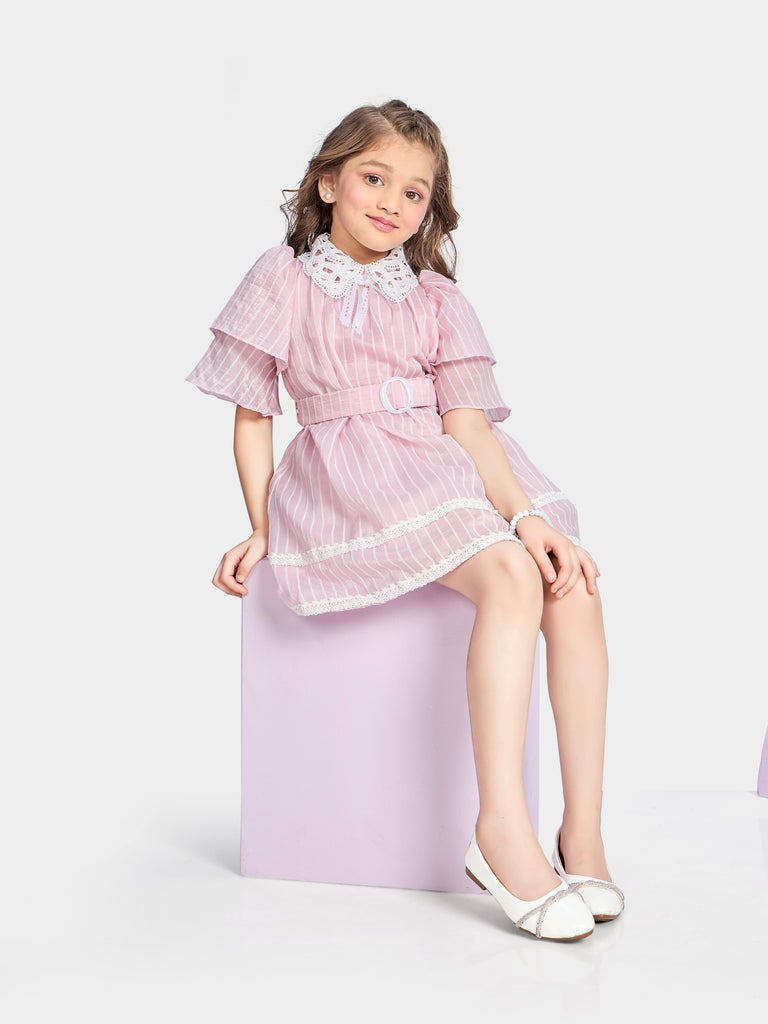 Girls Striped Dress with Belt 20359