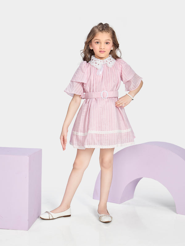 Girls Striped Dress with Belt 20359