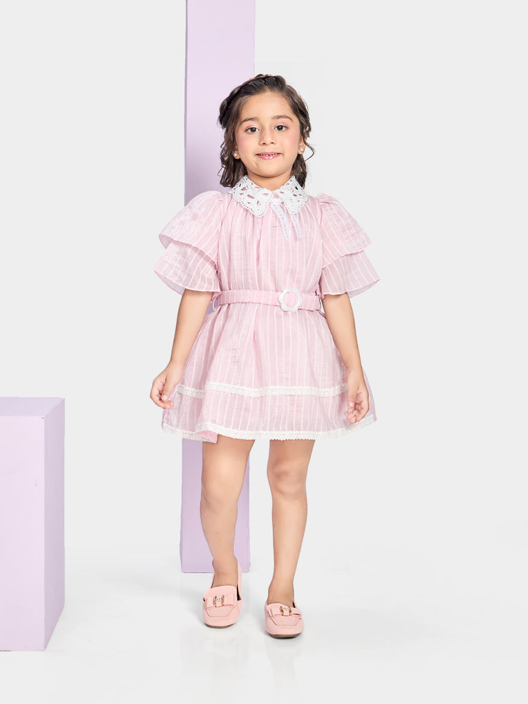 Girls Striped Dress with Belt 20361
