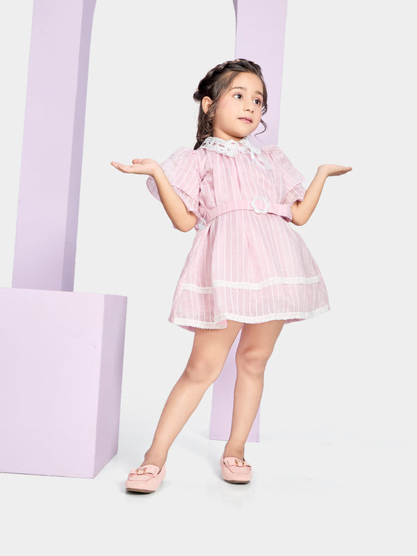 Girls Striped Dress with Belt 20361