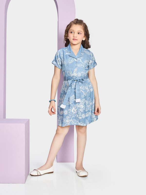 Girls Embroidered Dress with Belt 20362