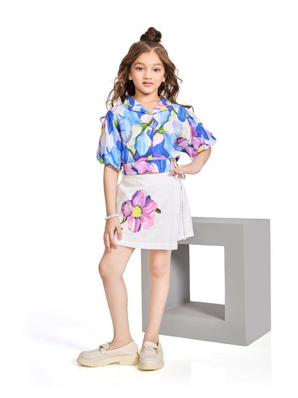 Girls Floral Print Skort & Top 20368