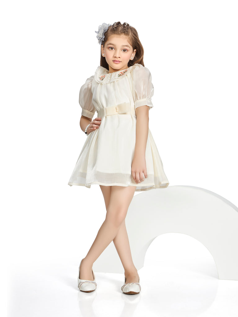 Girls Embroidered Dress with Belt 20370