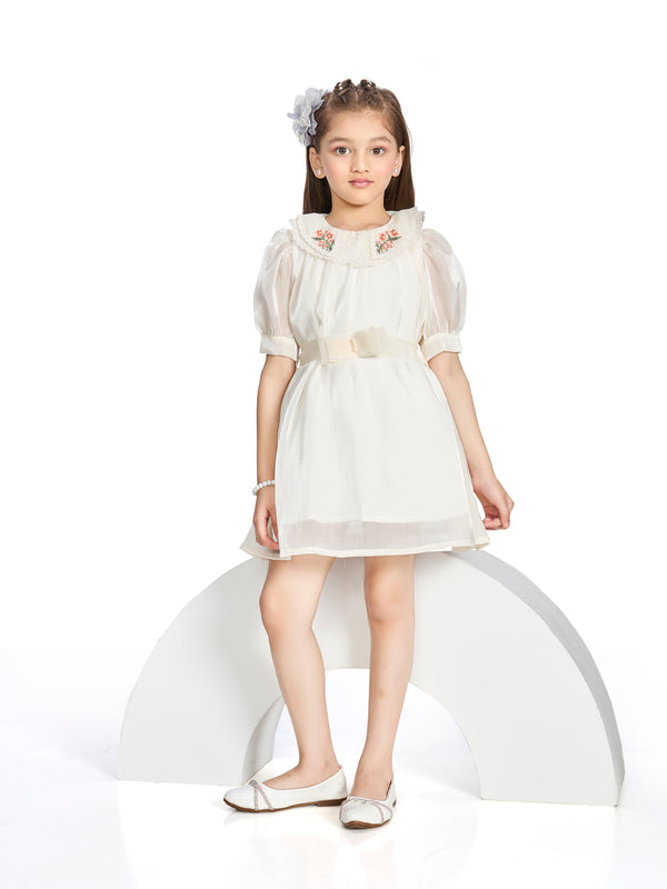 Girls Embroidered Dress with Belt 20370