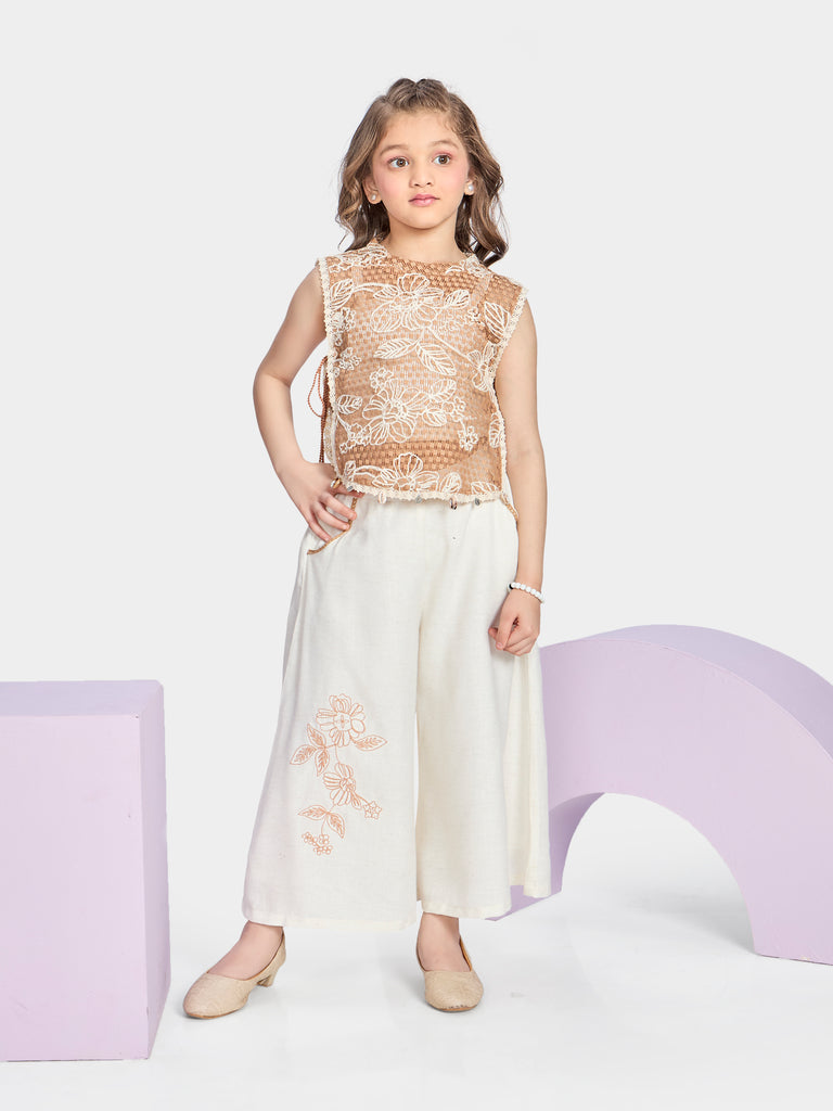 Girls Embroidered Pant, Top & Jacket 20383